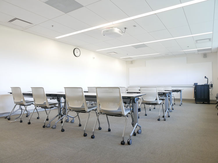 View of empty presentation room.