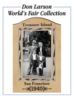 Don Larson World's Fair Collection bookplate, featuring he and family at 1940 Treasure Island fair.