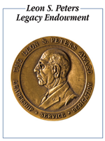 Leon S. Peters Legacy Endowment bookplate, featuring the Leon S. Peters Award medallion
