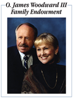 O. James Woodward III Family Endowment bookplate, featuring he and his wife.