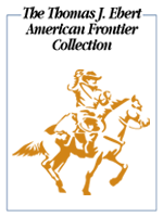 Thomas J. Ebert American Frontier Collection bookplate, featuring a lassoing cowboy on a horse.